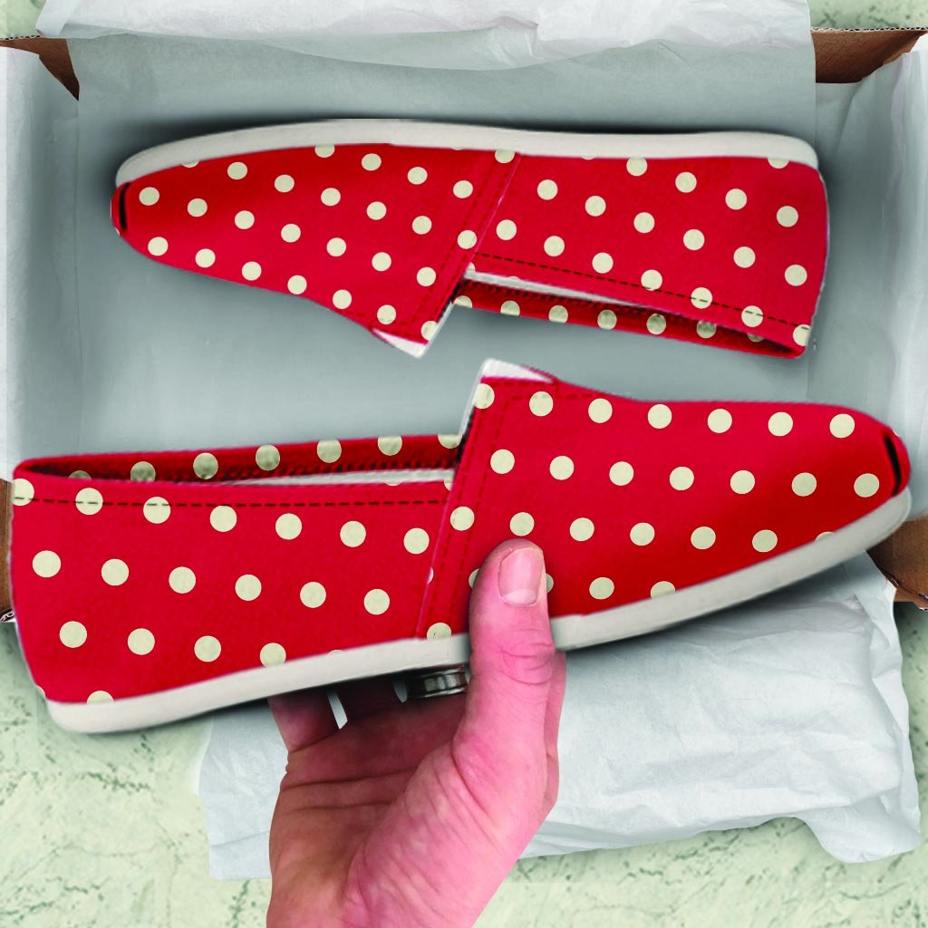 Red Tiny Polka Dot Canvas Shoes-grizzshop