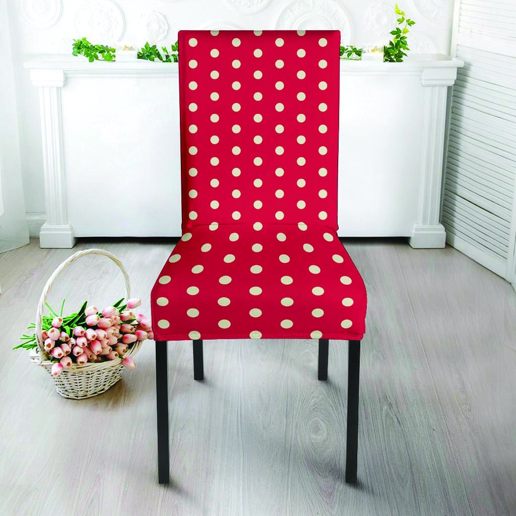 Red Tiny Polka Dot Chair Cover-grizzshop