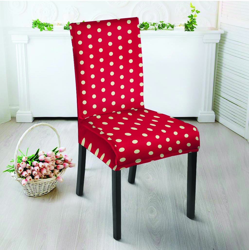 Red Tiny Polka Dot Chair Cover-grizzshop