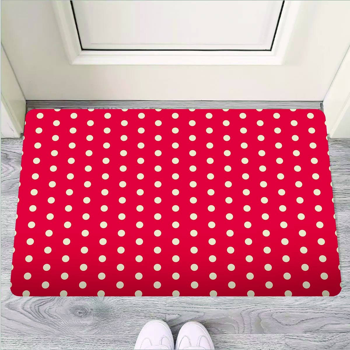 Red Tiny Polka Dot Door Mat-grizzshop