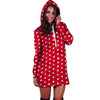 Red Tiny Polka Dot Hoodie Dress-grizzshop