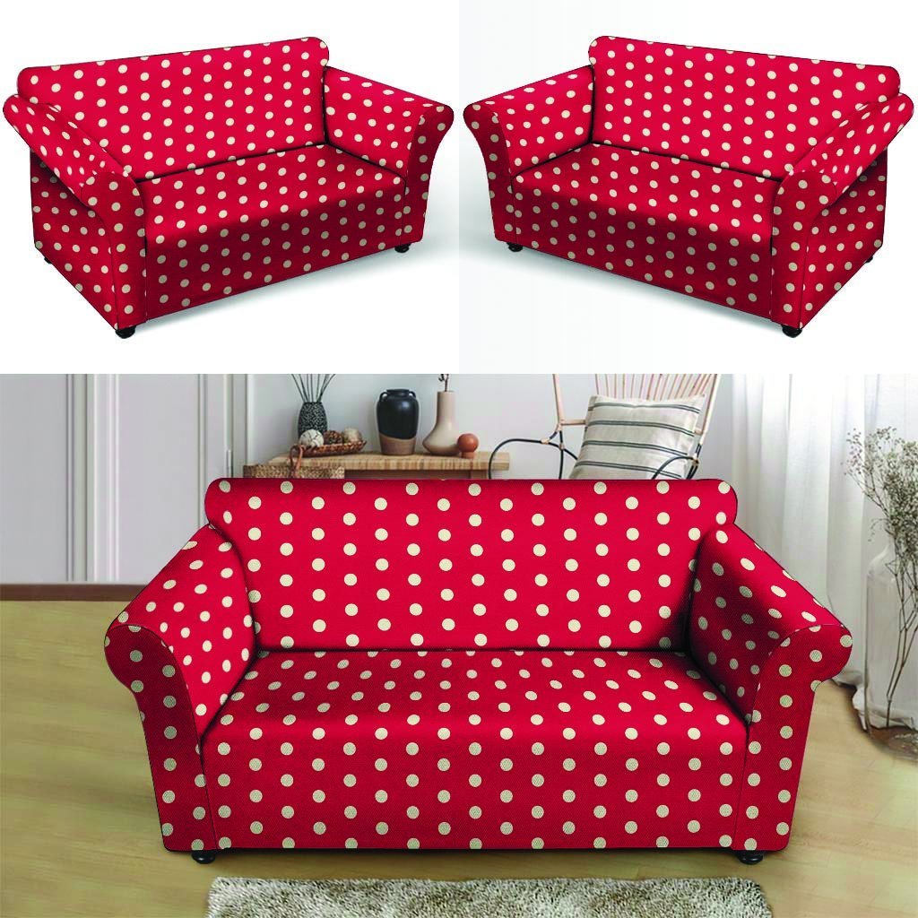 Red Tiny Polka Dot Loveseat Cover-grizzshop