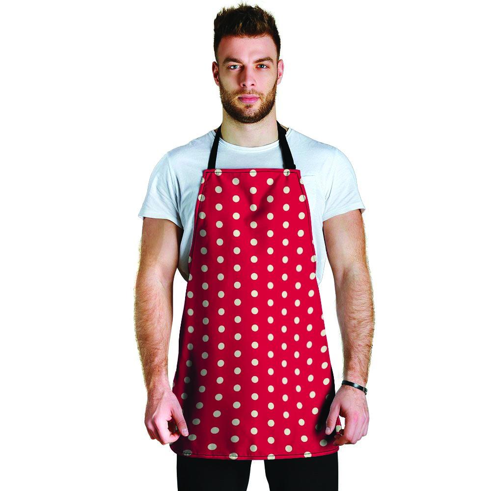 Red Tiny Polka Dot Men's Apron-grizzshop