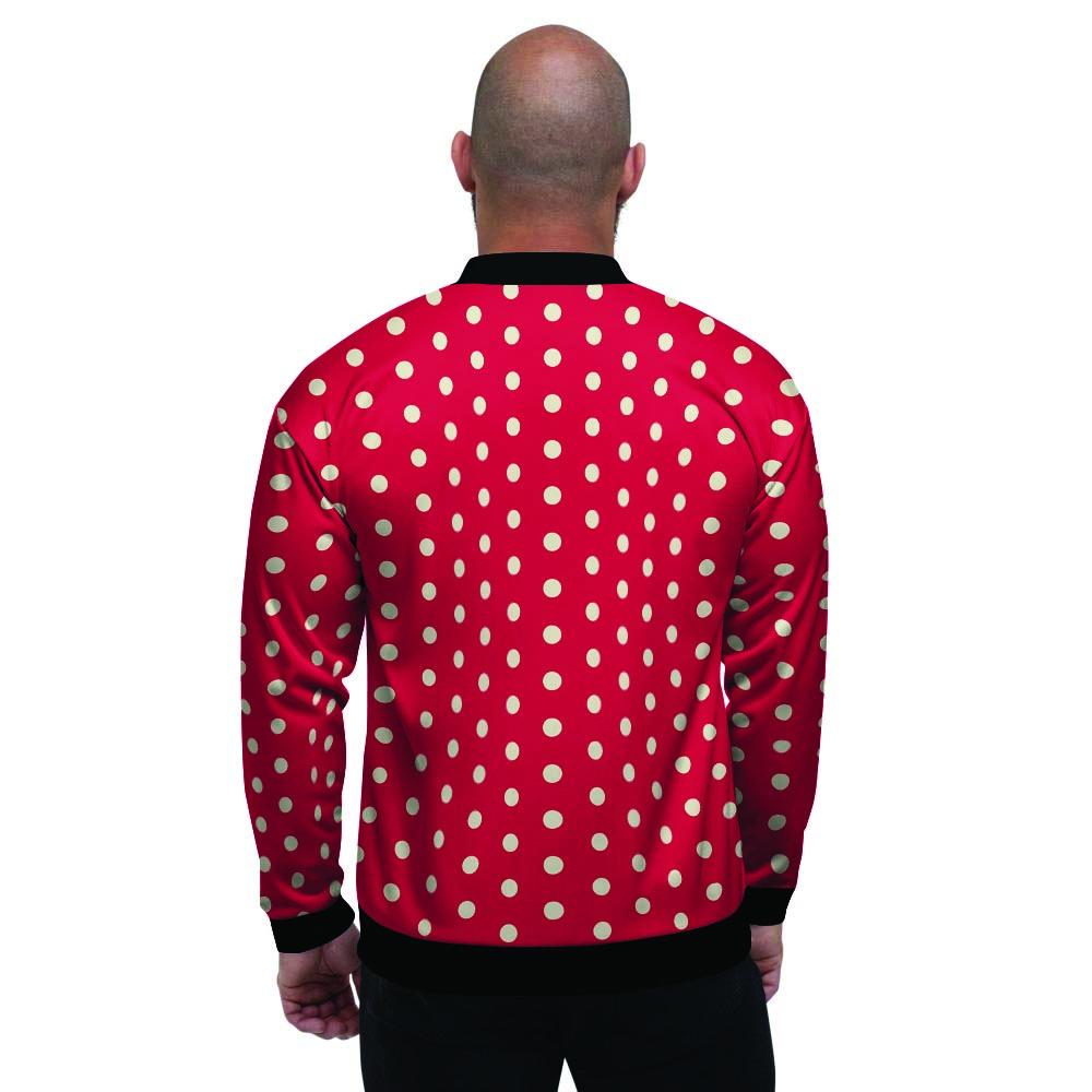 Red Tiny Polka Dot Men's Bomber Jacket-grizzshop