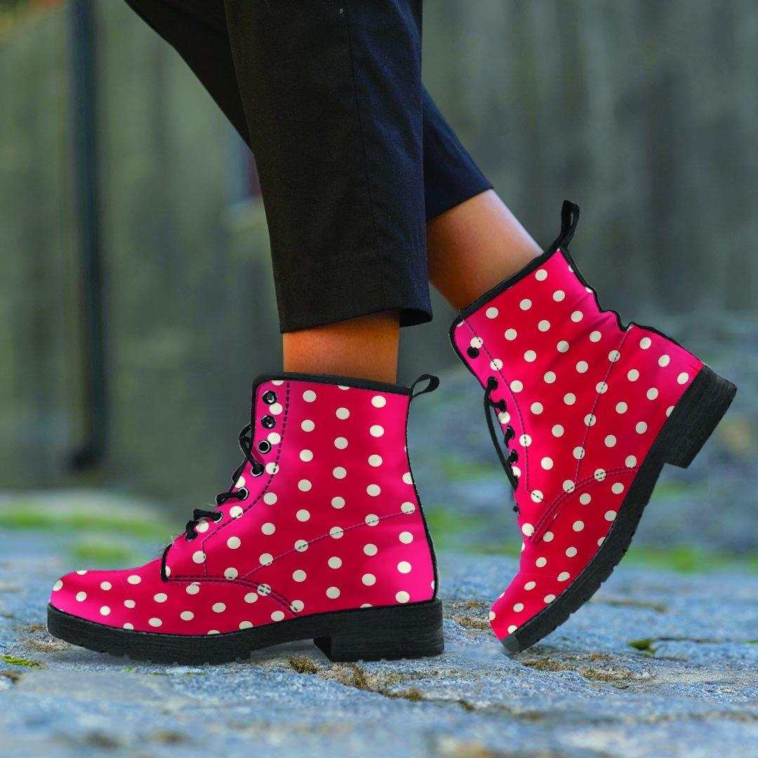 Red Tiny Polka Dot Men's Boots-grizzshop