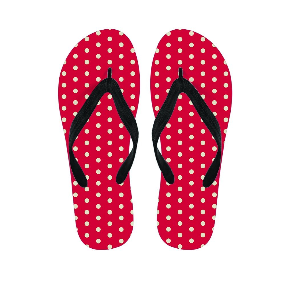 Red Tiny Polka Dot Men's Flip Flops-grizzshop