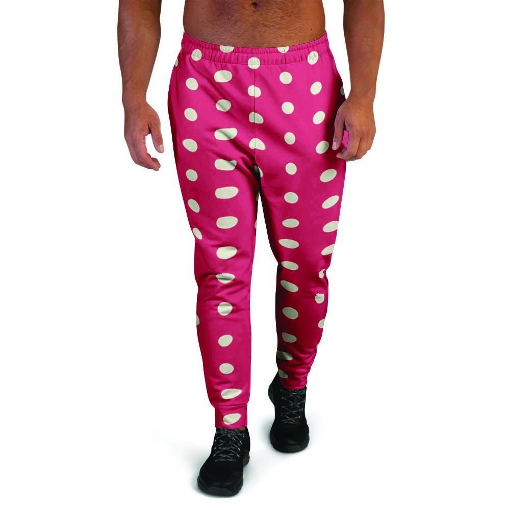 Red Tiny Polka Dot Men's Joggers-grizzshop