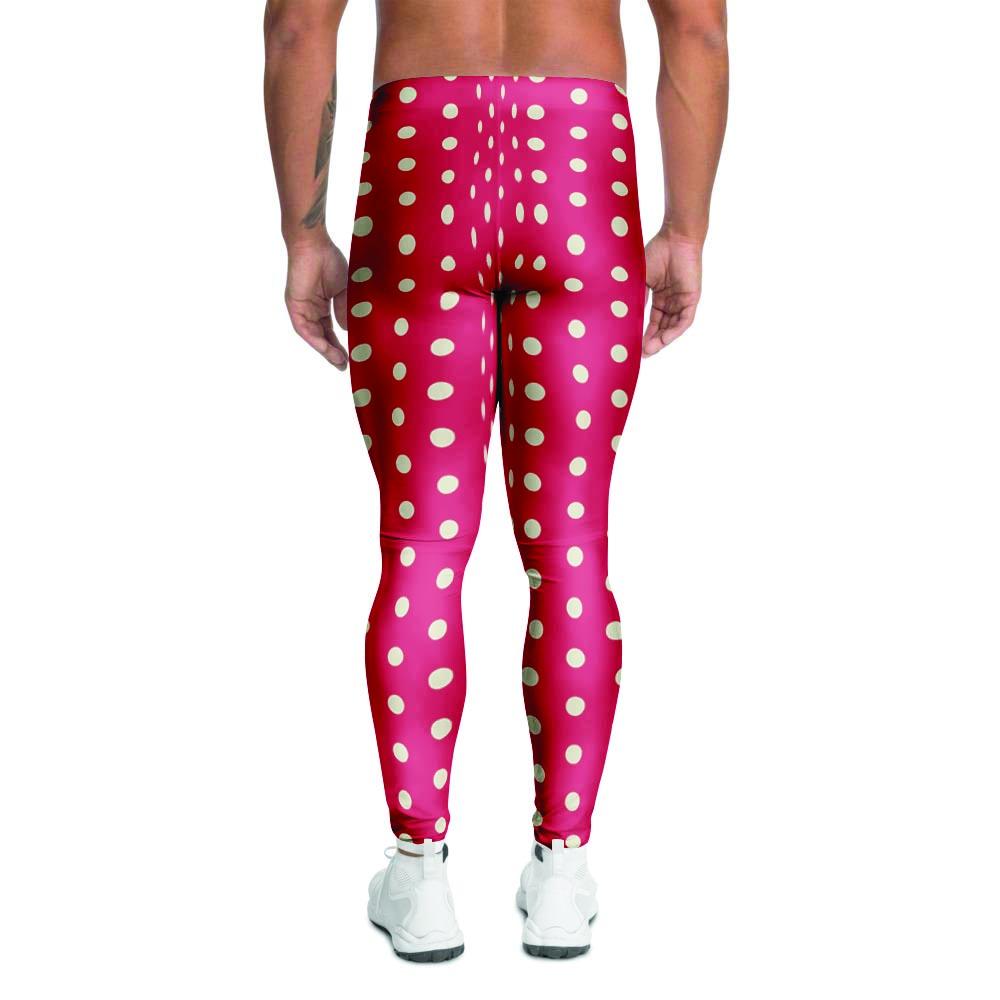 Red Tiny Polka Dot Men's Leggings-grizzshop