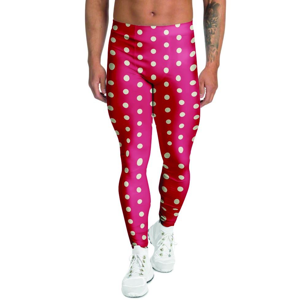 Red Tiny Polka Dot Men's Leggings-grizzshop