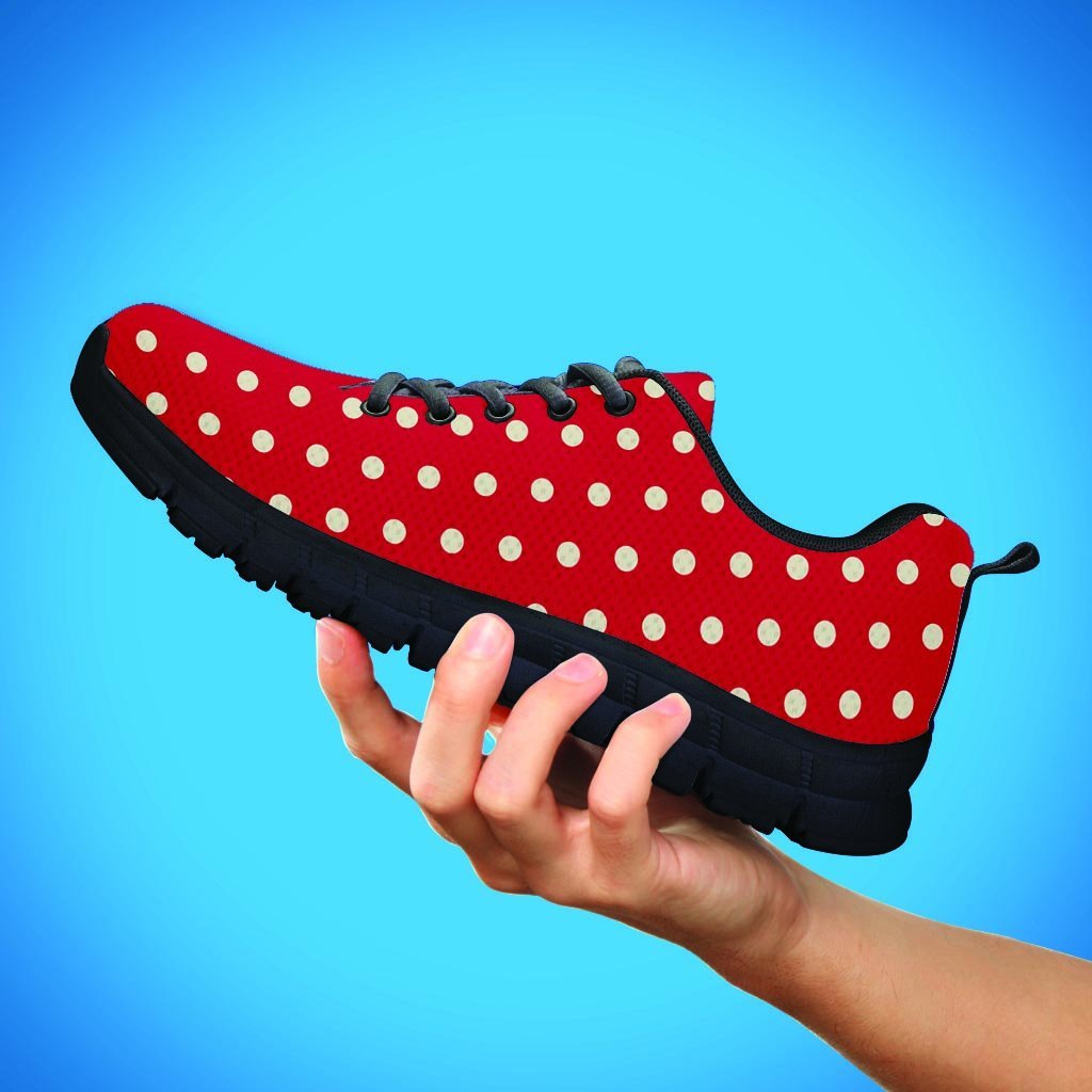 Red Tiny Polka Dot Men's Sneakers-grizzshop