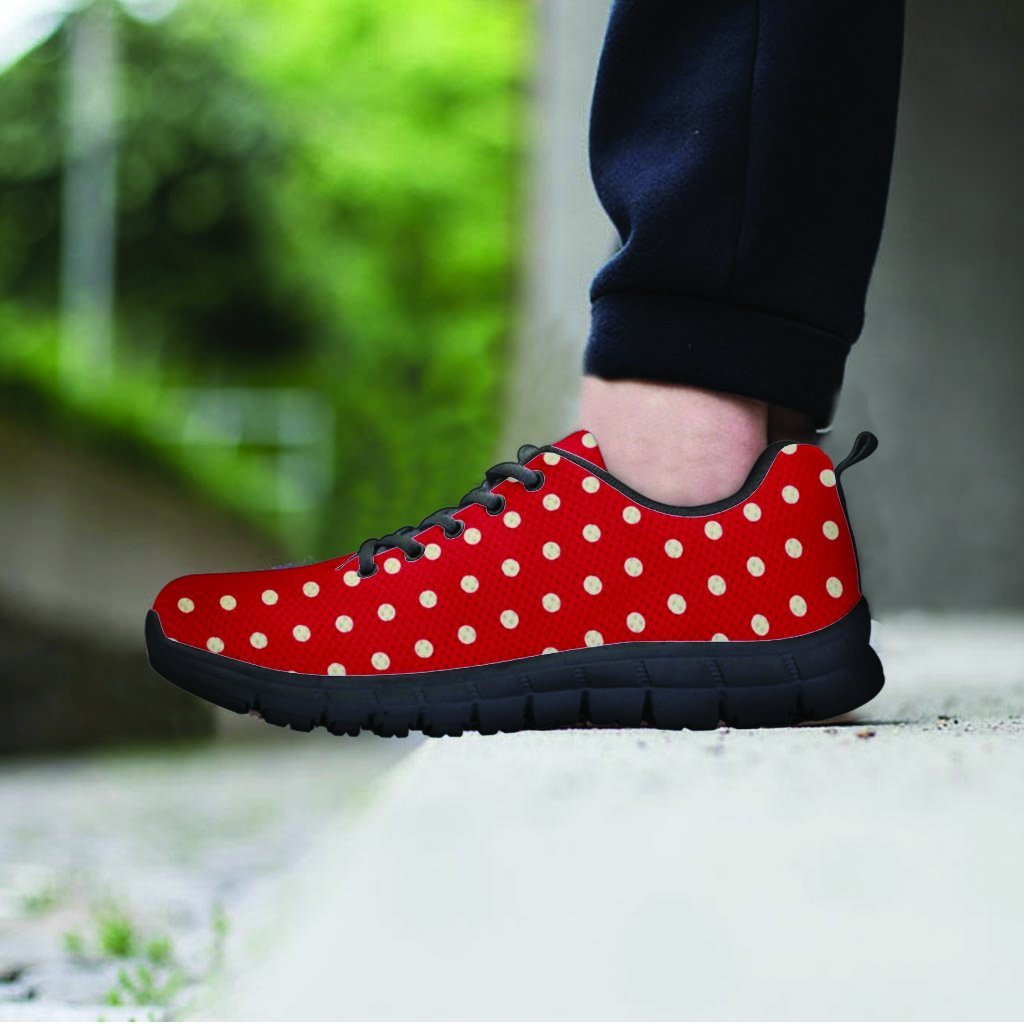 Red Tiny Polka Dot Men's Sneakers-grizzshop