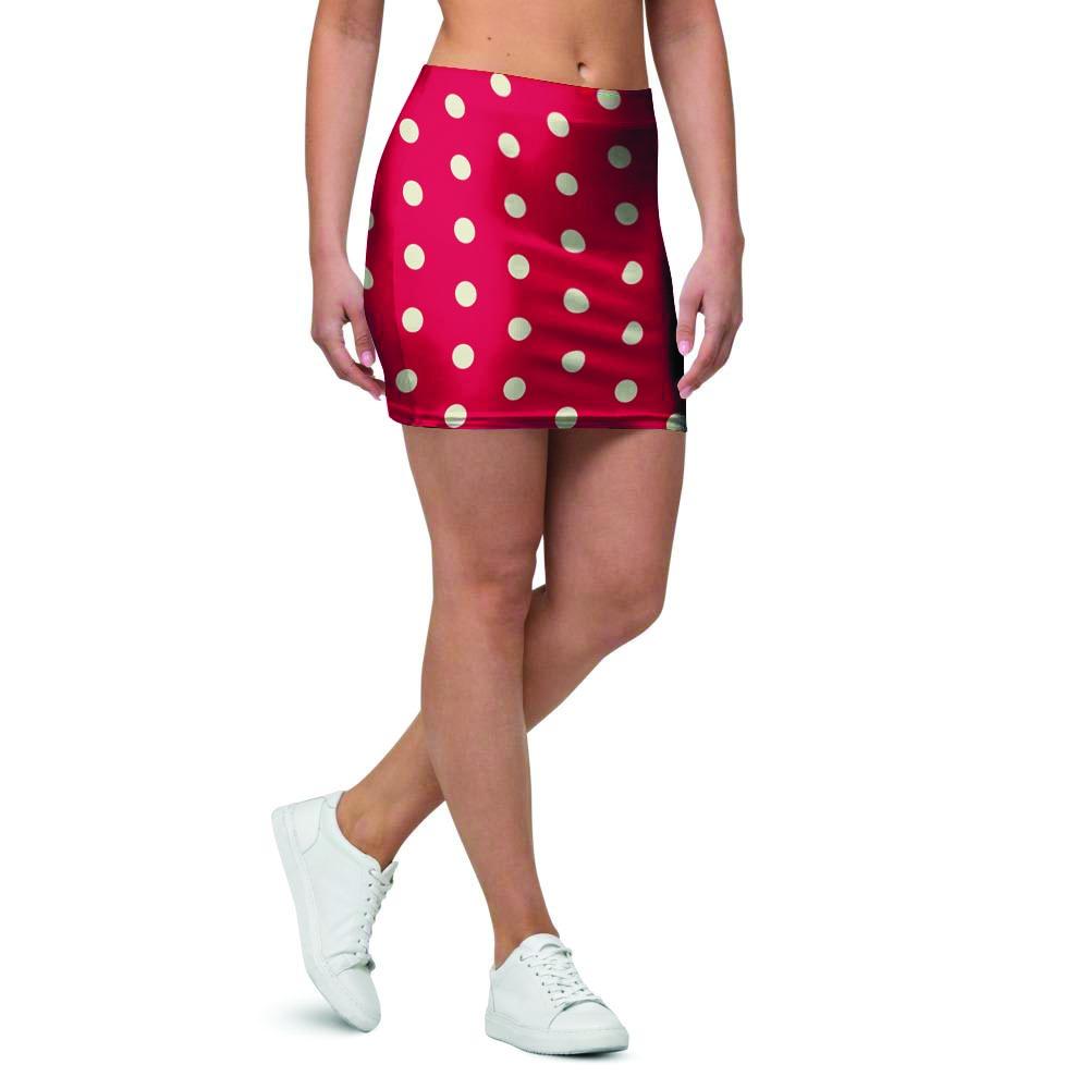 Red Tiny Polka Dot Mini Skirt-grizzshop