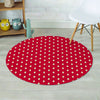 Red Tiny Polka Dot Round Rug-grizzshop