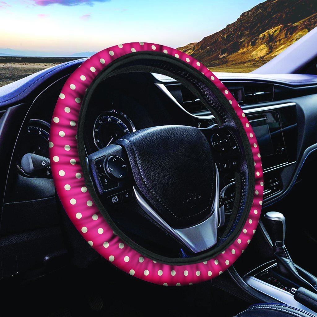 Red Tiny Polka Dot Steering Wheel Cover-grizzshop