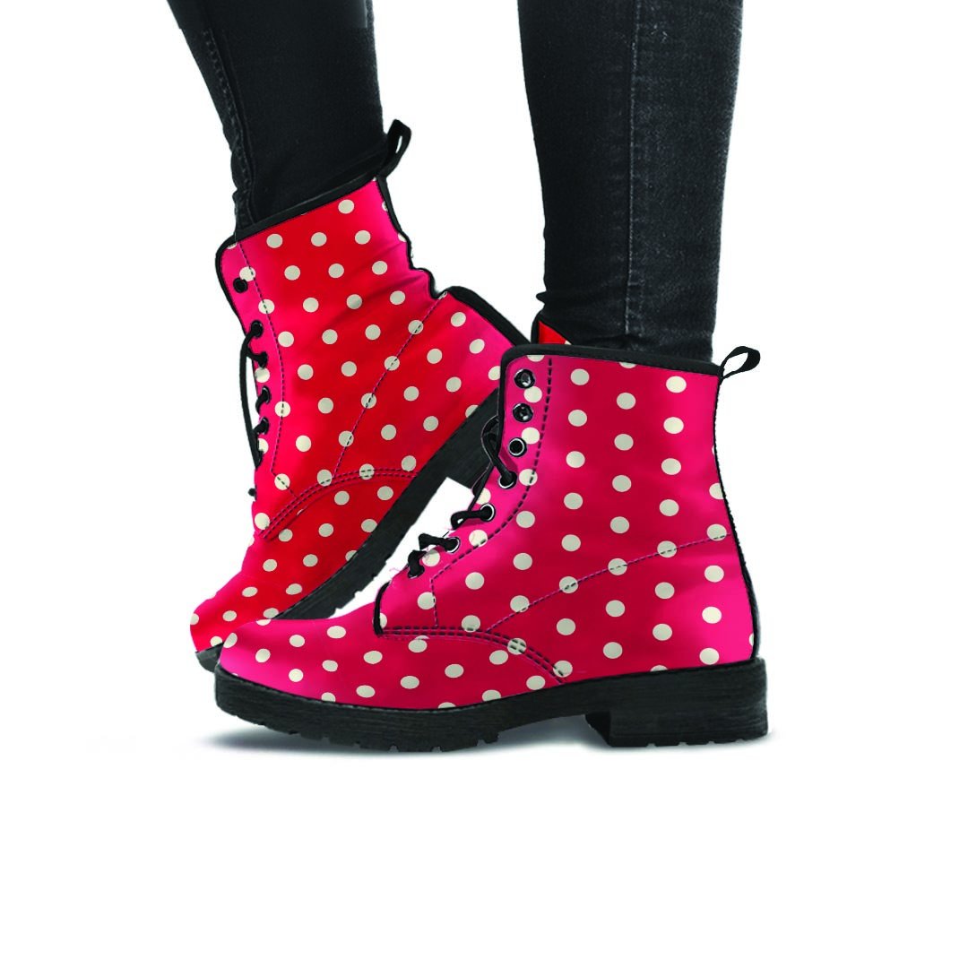 Red Tiny Polka Dot Women's Boots-grizzshop