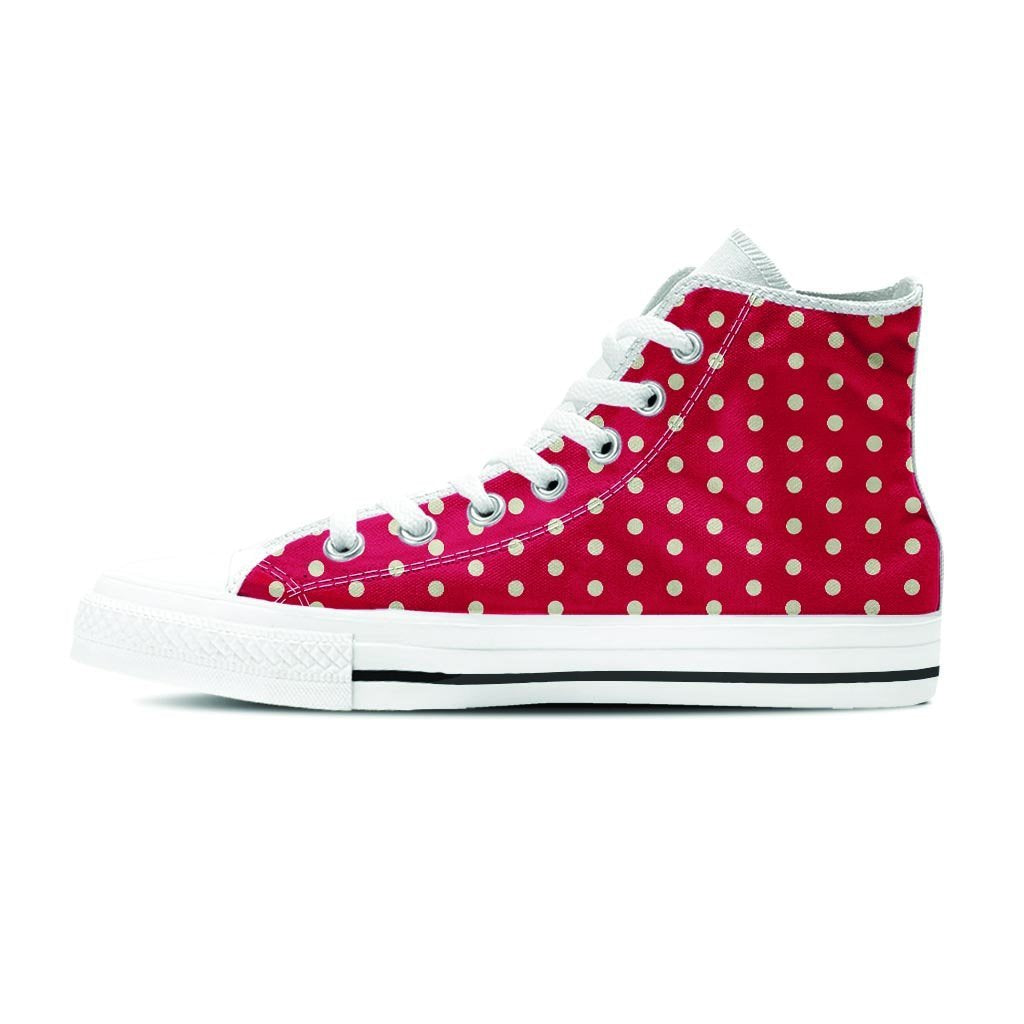 Red Tiny Polka Dot Women's High Top Shoes-grizzshop