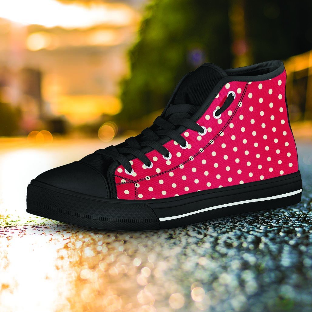 Red Tiny Polka Dot Women's High Top Shoes-grizzshop