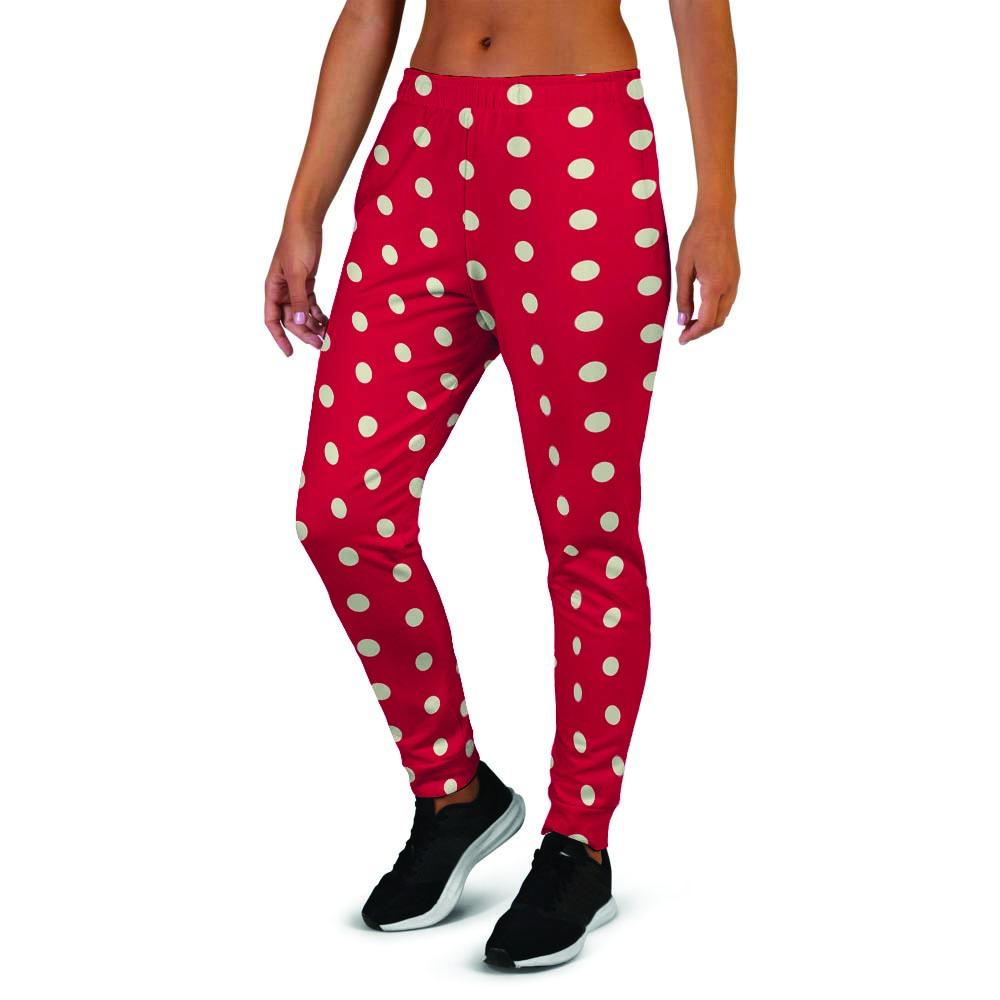 Red Tiny Polka Dot Women's Joggers-grizzshop