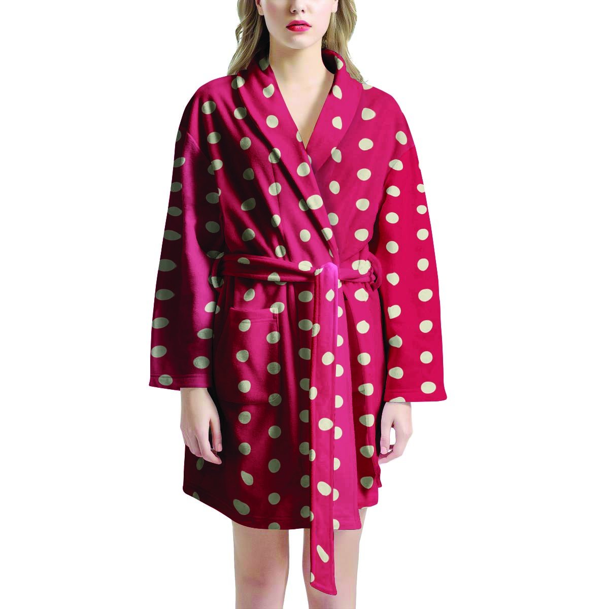 Red Tiny Polka Dot Women's Robe-grizzshop