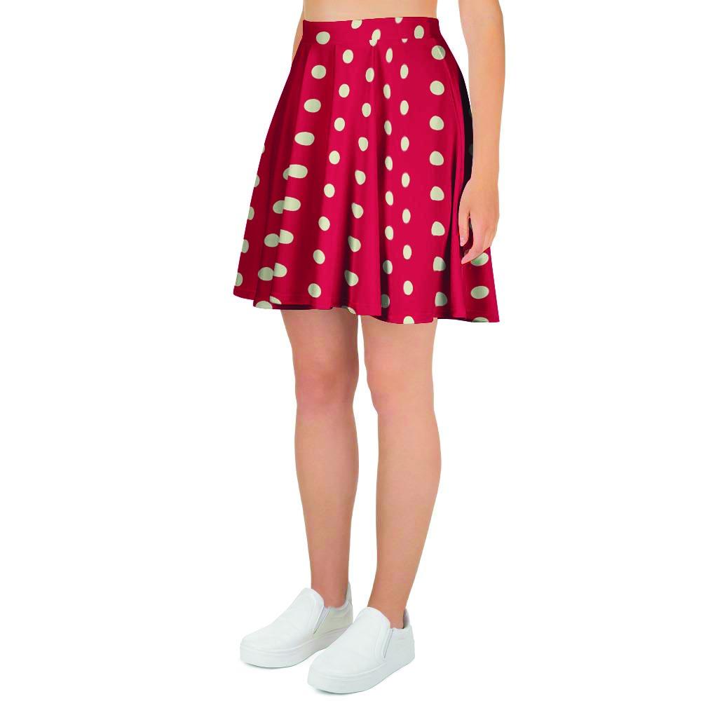 Red Tiny Polka Dot Women's Skirt-grizzshop