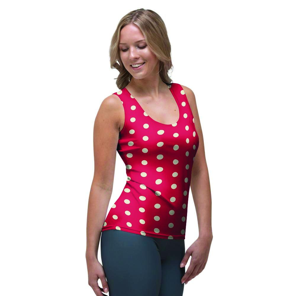 Red Tiny Polka Dot Women's Tank Top-grizzshop