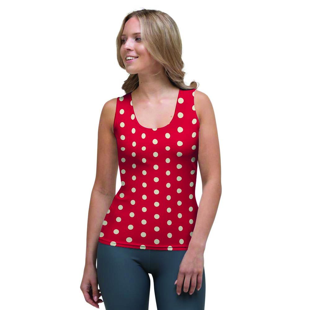 Red Tiny Polka Dot Women's Tank Top-grizzshop