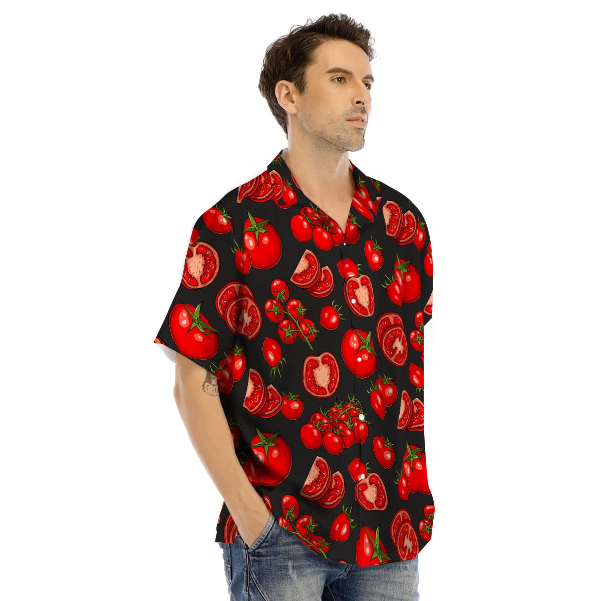 Red Tomato Print Pattern Men's Hawaiian Shirt-grizzshop