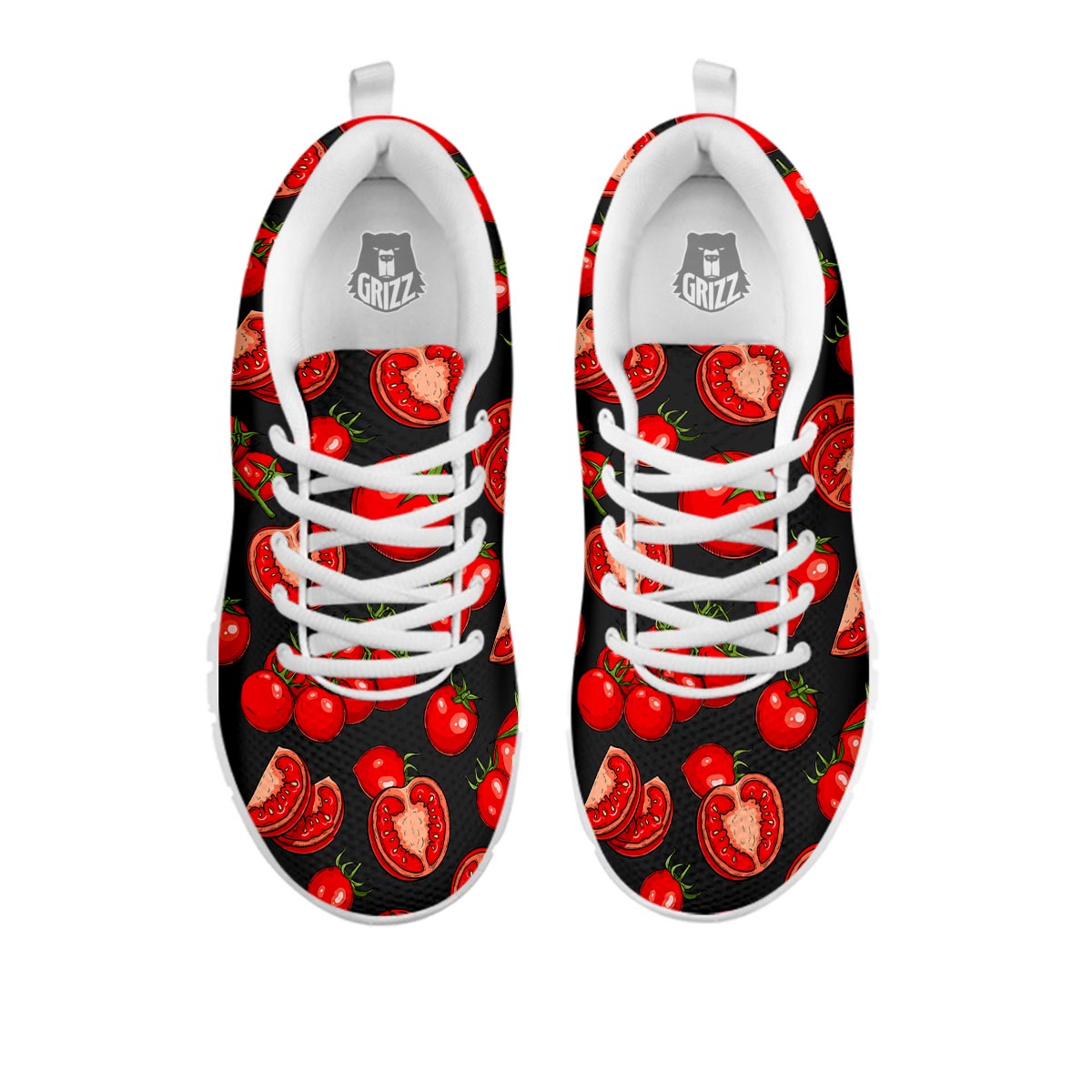 Red Tomato Print Pattern White Sneaker-grizzshop