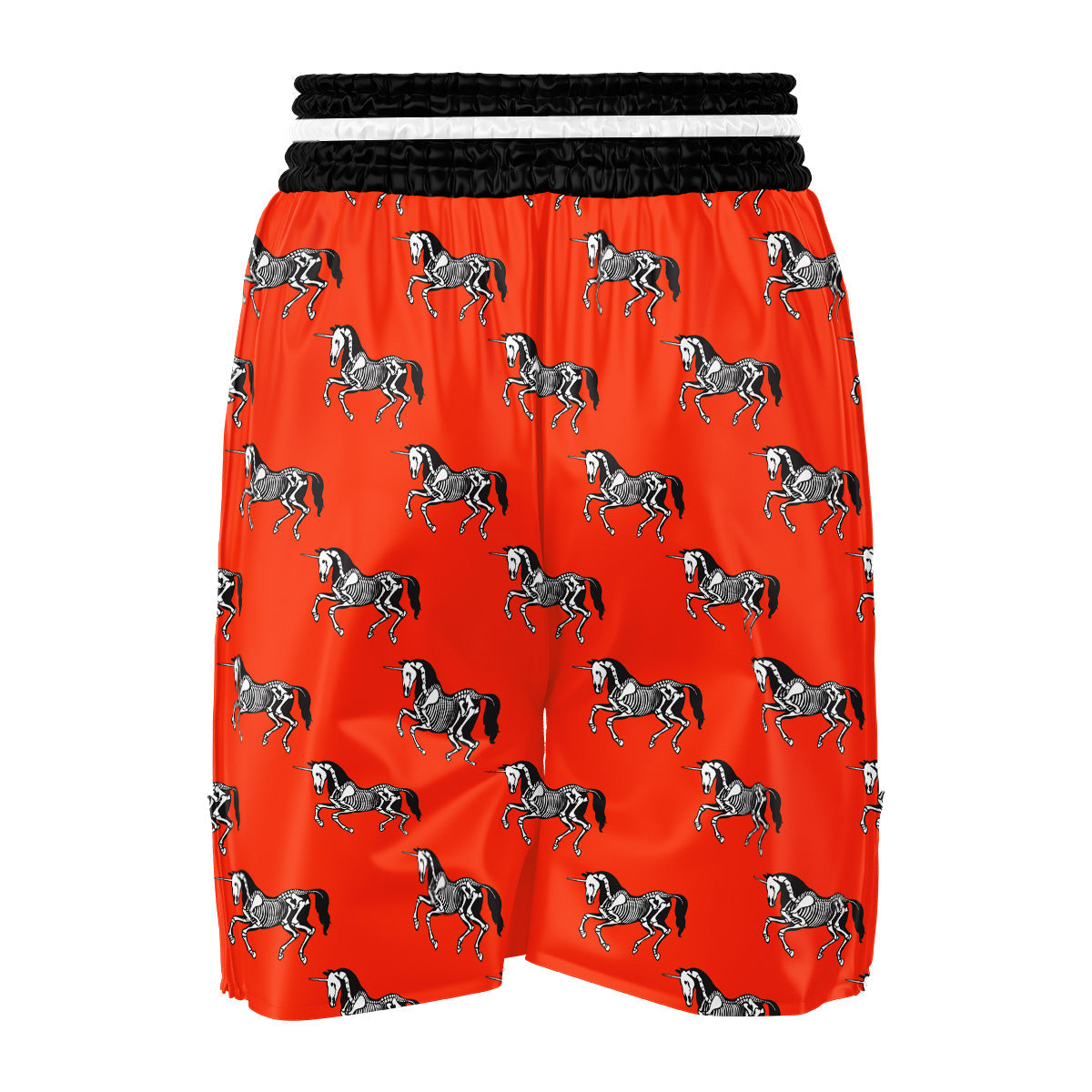 Red Unicorn Skeleton Print Pattern Boxing Shorts-grizzshop