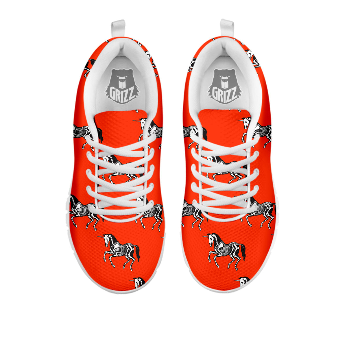 Red Unicorn Skeleton Print Pattern White Sneaker-grizzshop