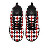 Red White And Black Argyle Print Pattern Black Sneaker-grizzshop