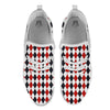 Red White And Black Argyle Print Pattern White Athletic Shoes-grizzshop