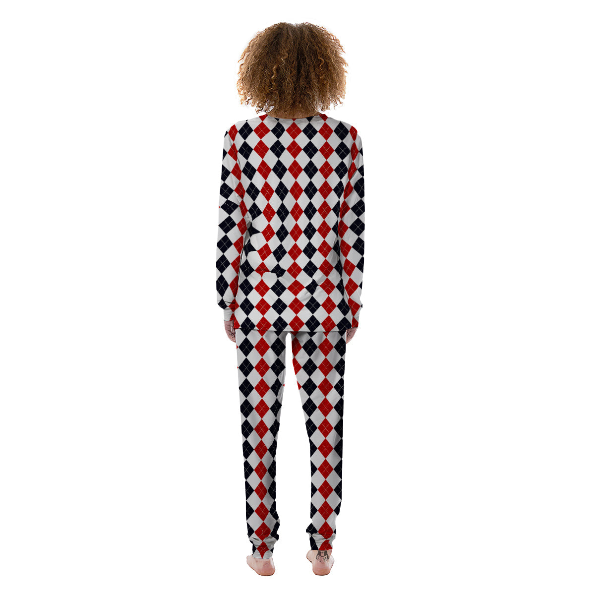 Red White And Black Argyle Print Pattern Women's Pajamas-grizzshop