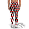 Red White And Black Dice Print Pattern Men's Leggings-grizzshop