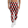 Red White And Black Dice Print Pattern Men's Leggings-grizzshop