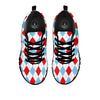 Red White And Blue Argyle Print Pattern Black Sneaker-grizzshop