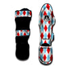 Red White And Blue Argyle Print Pattern Muay Thai Shin Guards-grizzshop