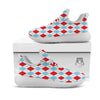 Red White And Blue Argyle Print Pattern White Athletic Shoes-grizzshop