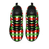 Red White And Green Argyle Print Pattern Black Sneaker-grizzshop