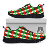 Red White And Green Argyle Print Pattern Black Sneaker-grizzshop