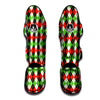 Red White And Green Argyle Print Pattern Muay Thai Shin Guards-grizzshop