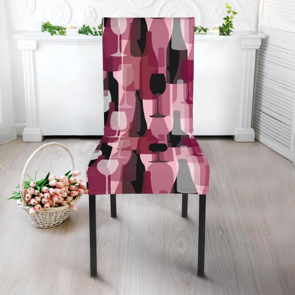 Red Wine Botttle Pattern Print Chair Cover-grizzshop