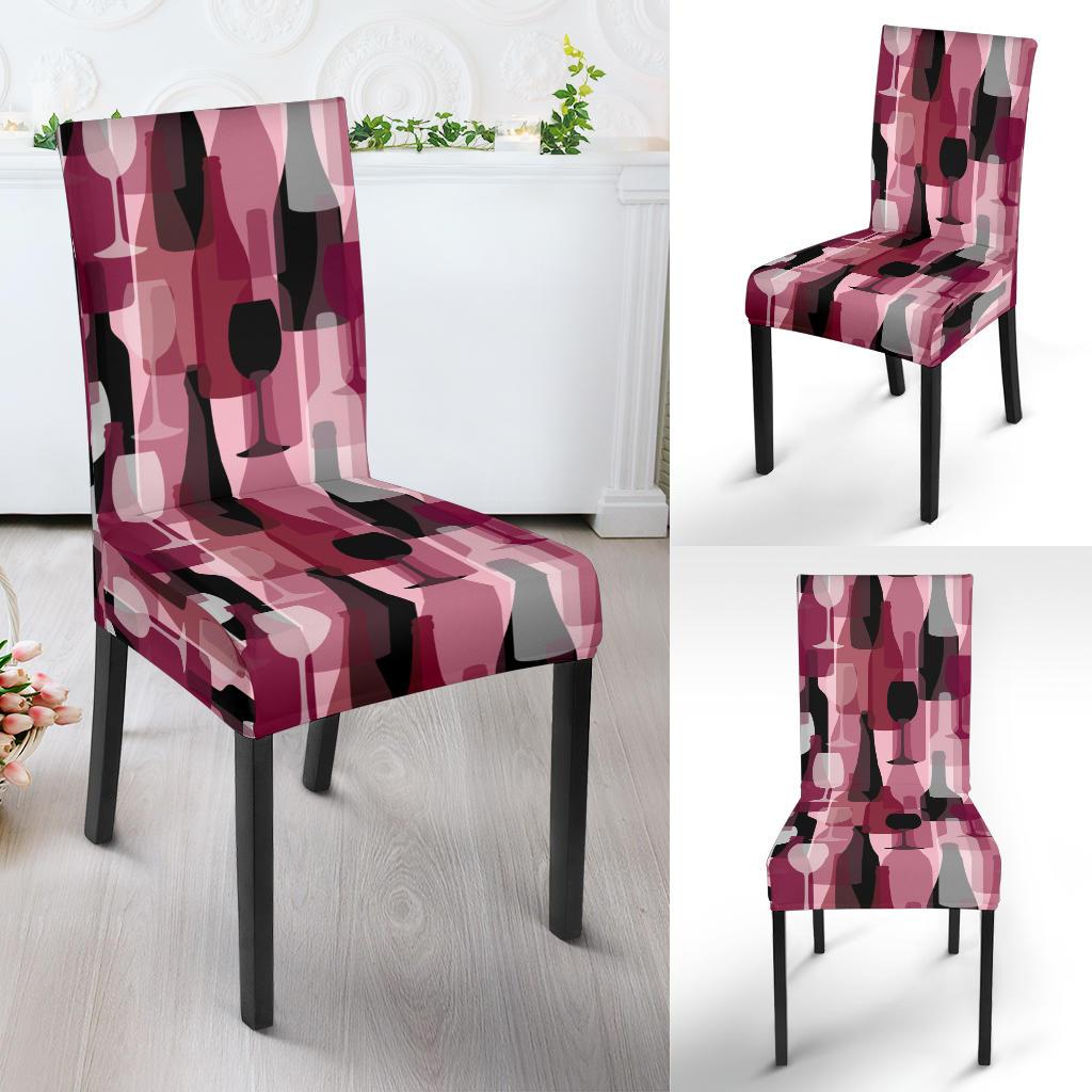 Red Wine Botttle Pattern Print Chair Cover-grizzshop