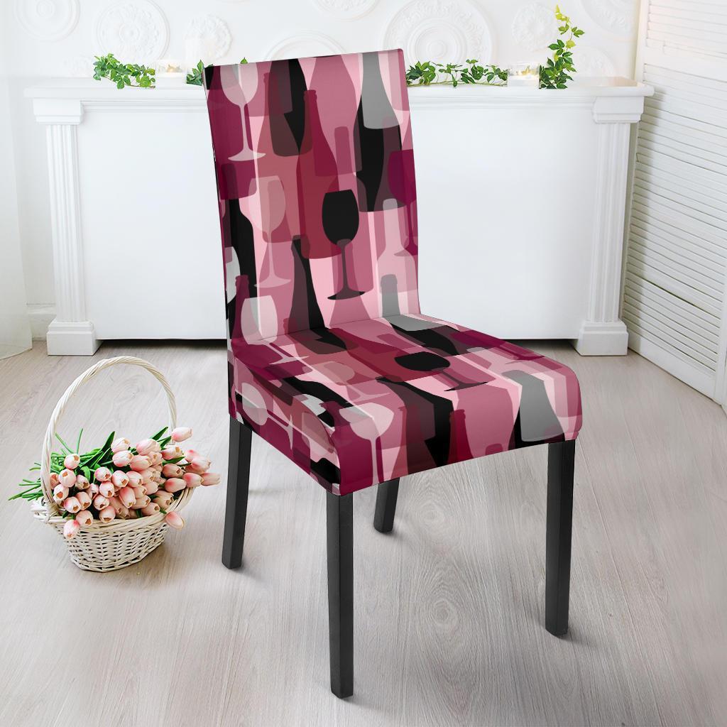 Red Wine Botttle Pattern Print Chair Cover-grizzshop