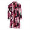 Red Wine Botttle Pattern Print Men Long Robe-grizzshop