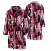 Red Wine Botttle Pattern Print Men Long Robe-grizzshop