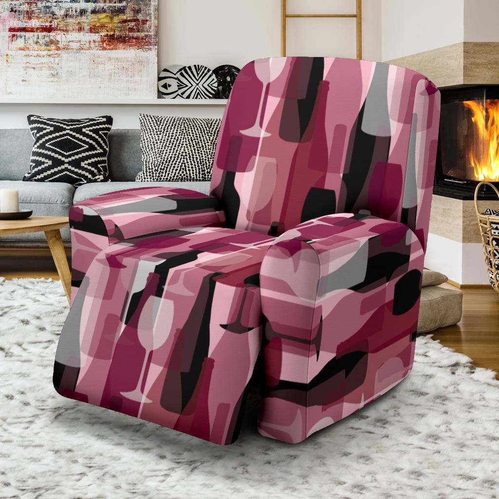 Red Wine Botttle Pattern Print Recliner Cover-grizzshop