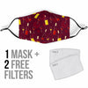 Red Wine Botttle Print Pattern Face Mask-grizzshop