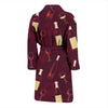 Red Wine Botttle Print Pattern Men Long Robe-grizzshop