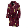 Red Wine Botttle Print Pattern Men Long Robe-grizzshop